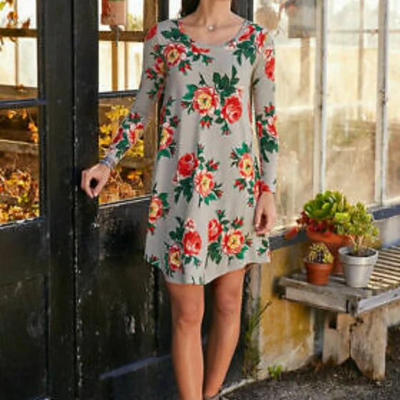Matilda Jane Dresses | Matilda Jane Women's I'm A Dreamer Dress- Large Nwt | Color: Gray/Red | Size: L | Jspedi01'S Closet